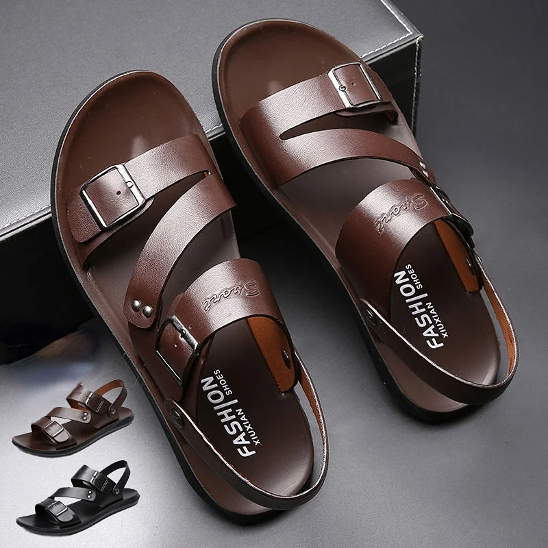 Crossfit Male - Mode Sandalen Männlichen Einfarbig PU Leder